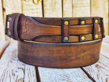 Western Brown Leather Belt, Unique cut Design by Ishaor, 4.2cm wide, handcrafted Wild west Statement Belt, Geometric Rodeo Cowboy style