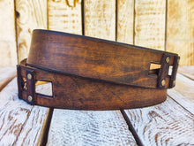 Western Brown Leather Belt, Unique cut Design by Ishaor, 4.2cm wide, handcrafted Wild west Statement Belt, Geometric Rodeo Cowboy style