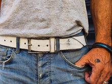 Vintage White Leather Belt - - Stylish  Durable - Perfect Belt Gift for Him
