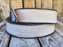 Vintage White Leather Belt - - Stylish  Durable - Perfect Belt Gift for Him