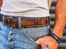 Western Brown Leather Belt, Unique cut Design by Ishaor, 4.2cm wide, handcrafted Wild west Statement Belt, Geometric Rodeo Cowboy style