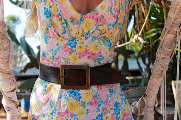 Handmade brown leather waist belt 5 cm wide, a timeless accessory for your wardrobe