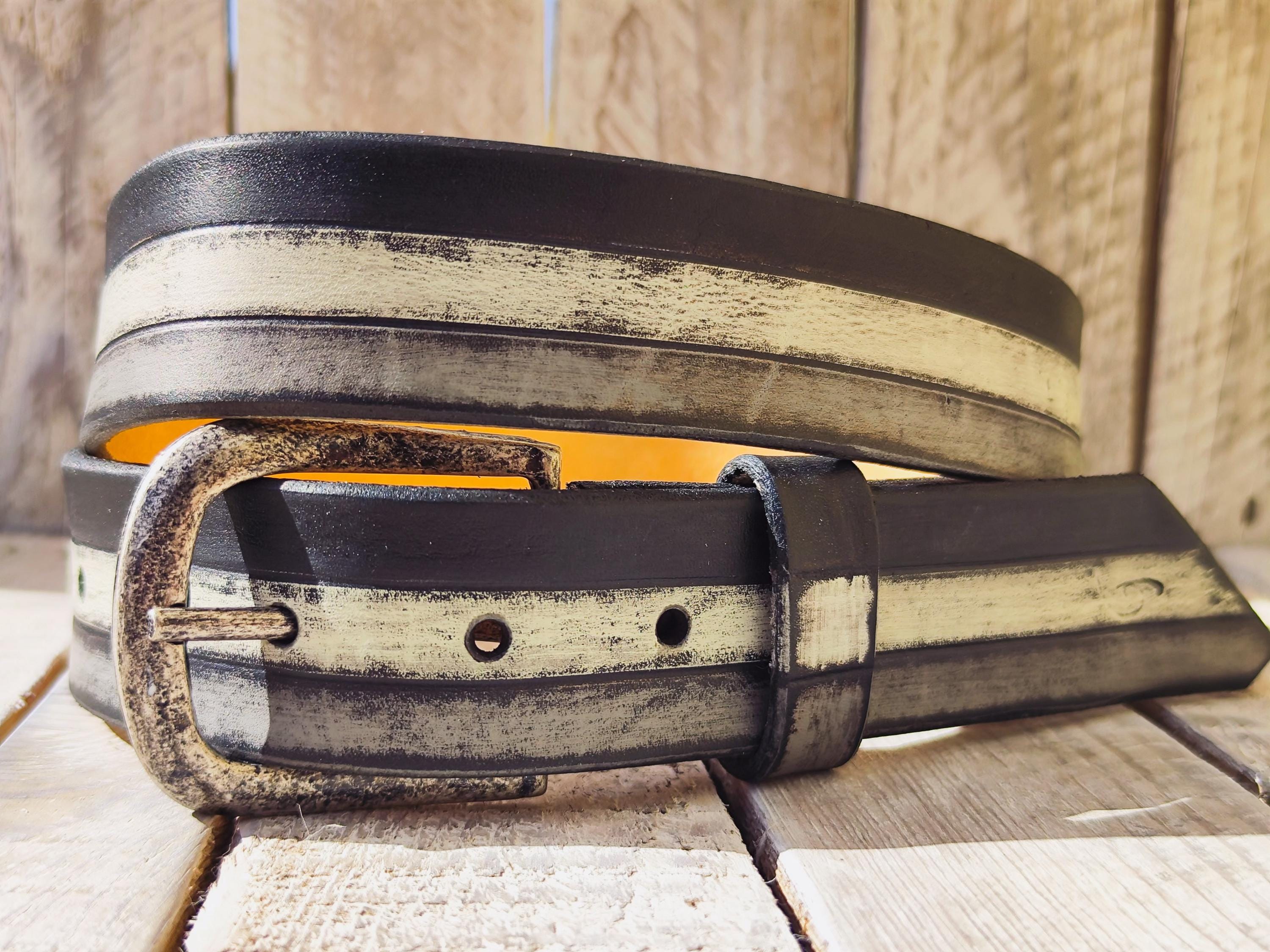 Unique Leather Belt for Men Women Rustic Style Buckle Belt Handcrafted Leather Accessories