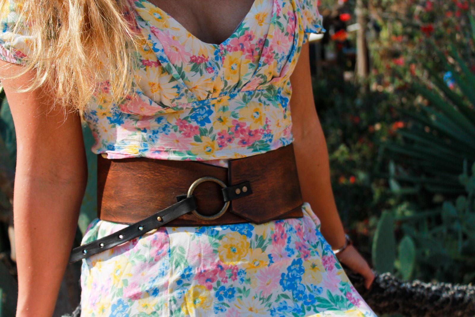 Handcrafted Brown Leather Waist Belt with Bronze Ring Closure by ISHAOR Exclusive Design
