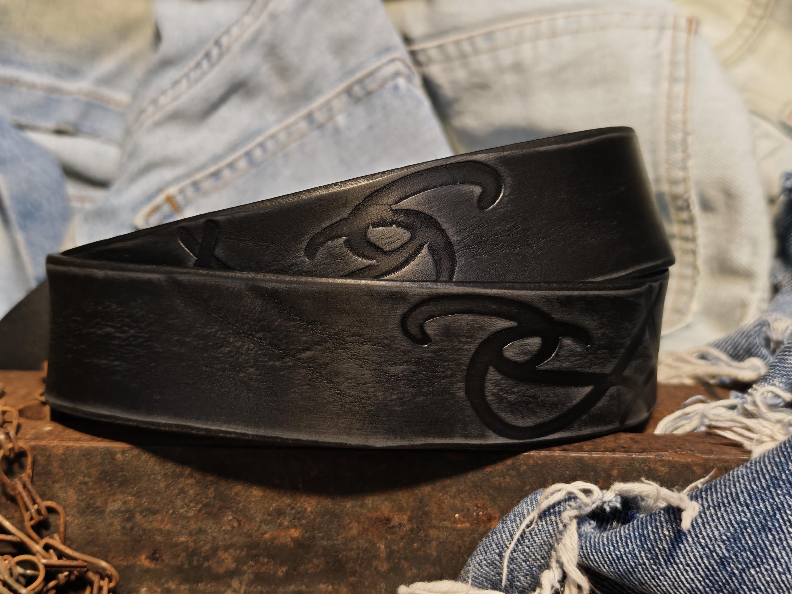 Distinct Artisan Crafted Leather Belt with Tribal Design for Men
