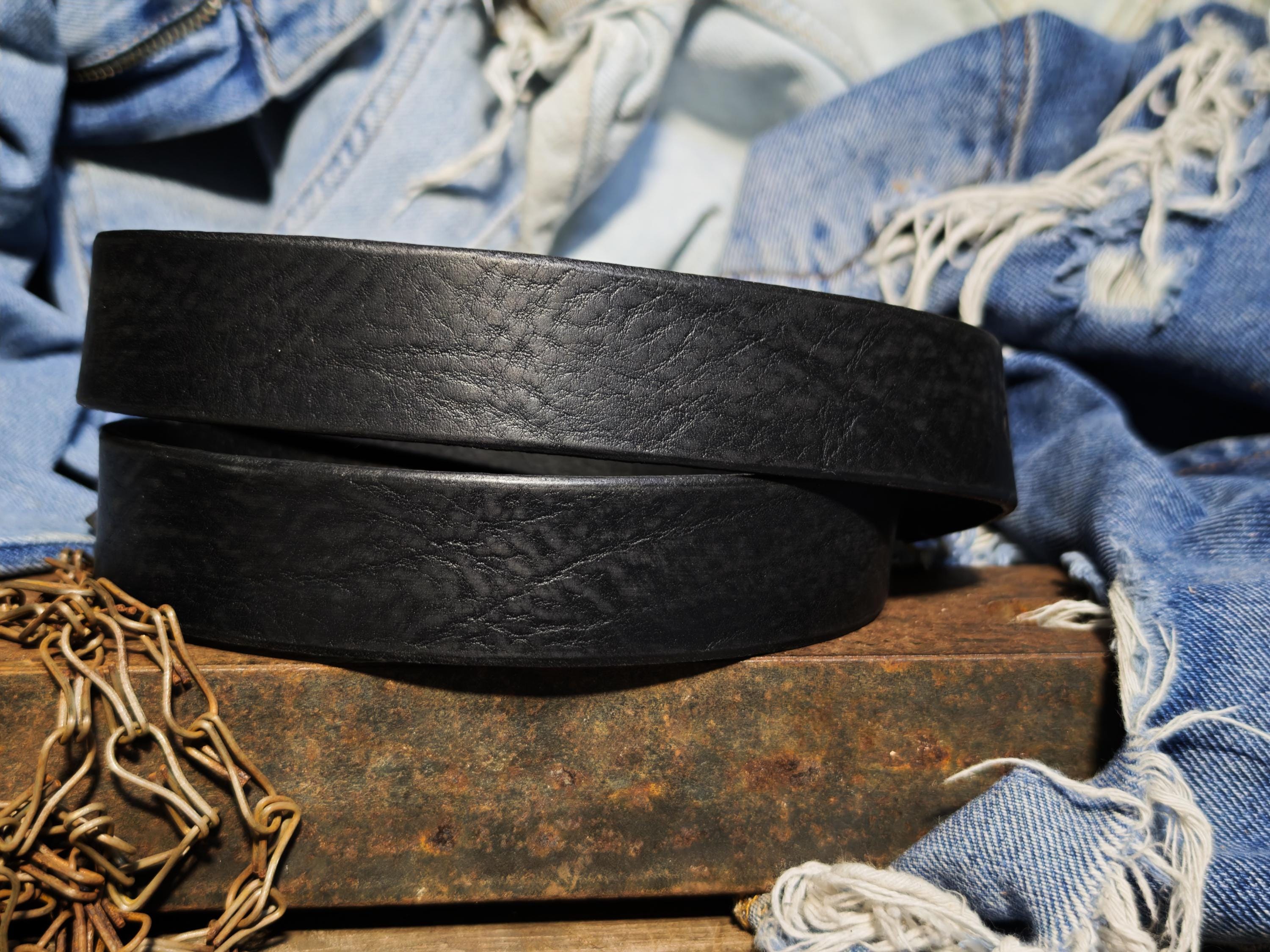 Mens Black Leather Belt - Vintage Style Genuine Quality Accessories for Him