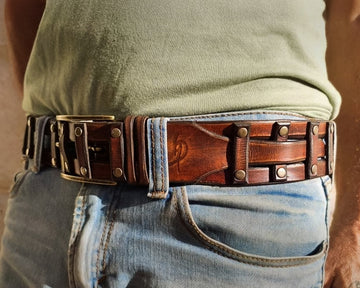 Handcrafted Leather Belt for Men by Ishaor - Designer Artisan Vintage Style Perfect Personalized Gift