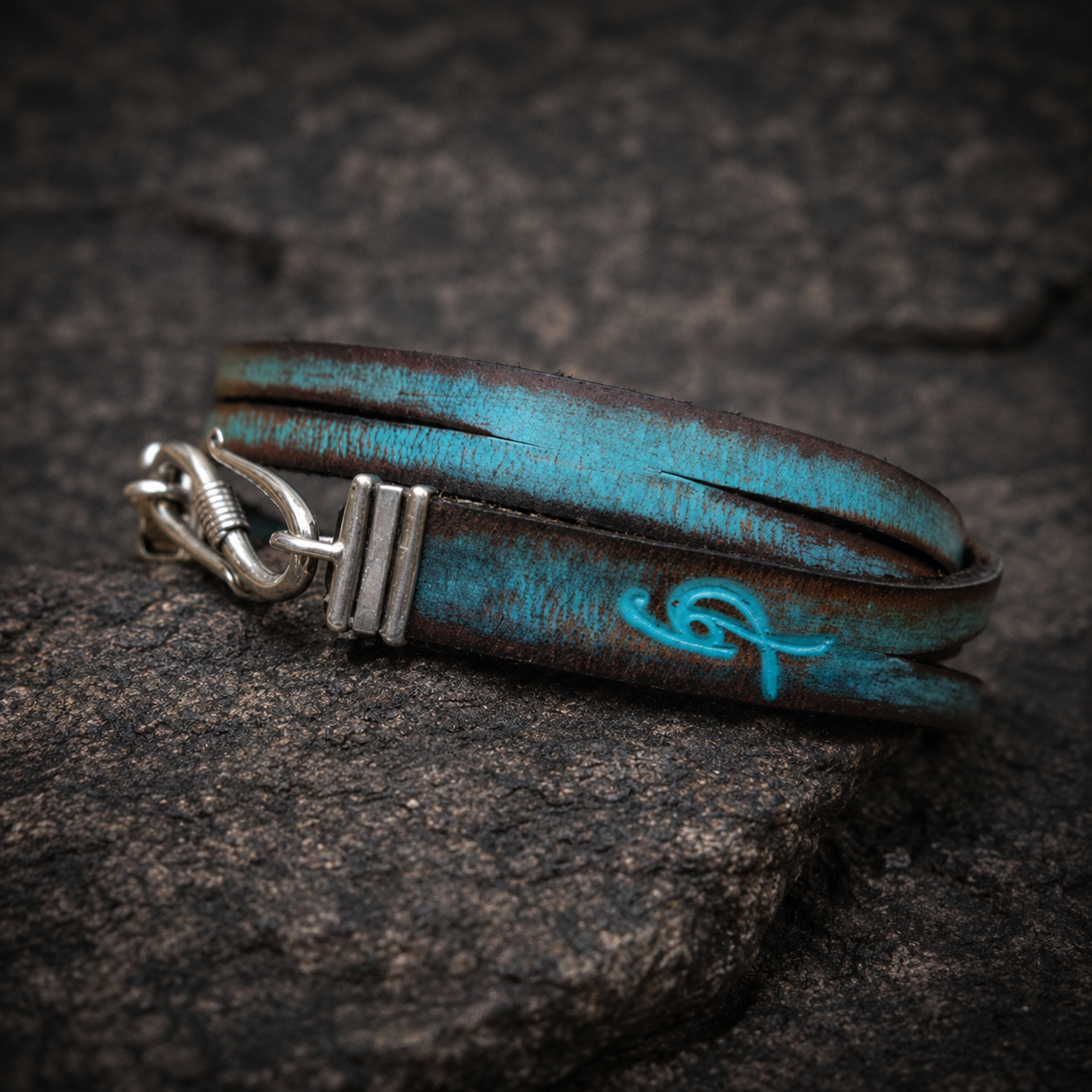 Mens Leather Wrap Bracelet with Silver Clasp - Genuine Leather Cuff for Mens Style
