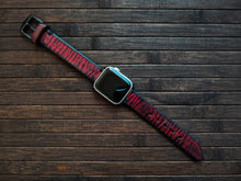Apple Watch Band - Red Leather With black wash