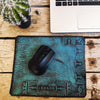 Turquoise Mouse pad with stamps