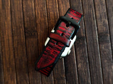 Apple Watch Band - Red Leather With black wash
