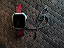 Apple Watch Band - Red Leather With black wash