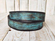 Vintage Wash Brown Leather Belt with Turquoise Accent - Perfect for Any Outfit