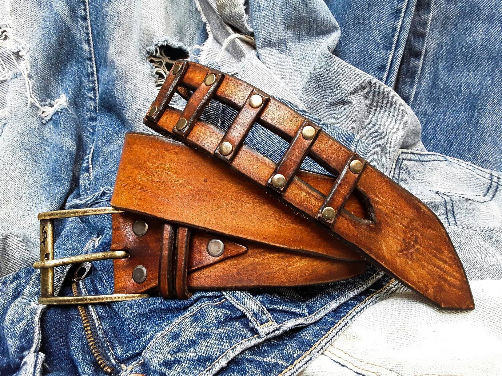 brown leather belt