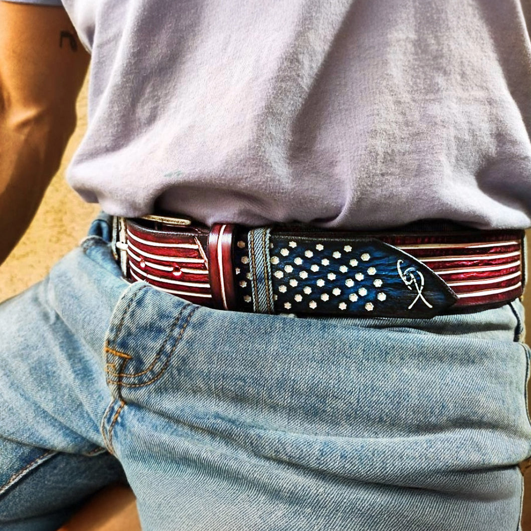 American Flag Leather Belt