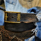 Black Leather with brown wash Vintage Mens Belt