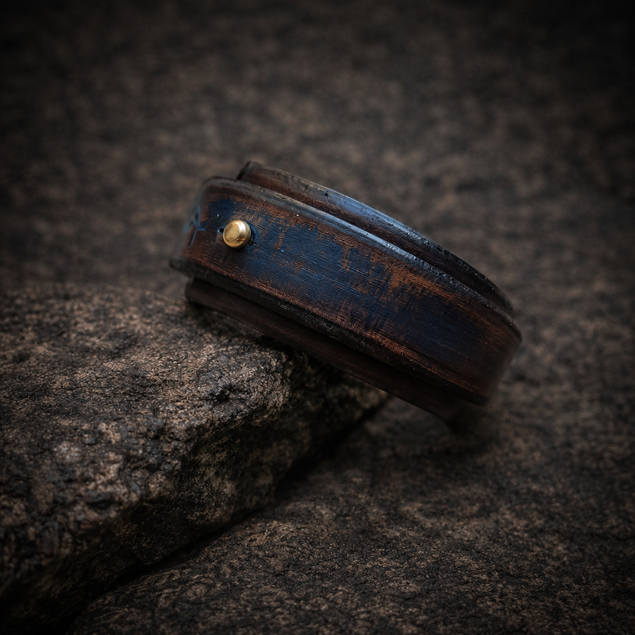 Handmade Blue Leather Cuff - Custom Mens Wrap Bracelet in Blue