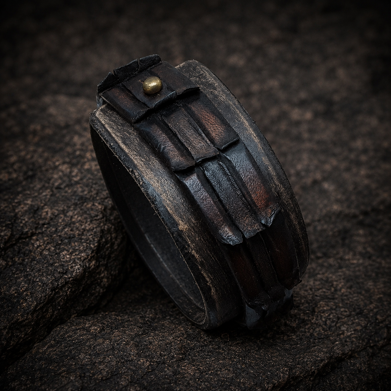 Ishaor Brown Croc Leather Cuff for Men - Stylish Boyfriend Gift
