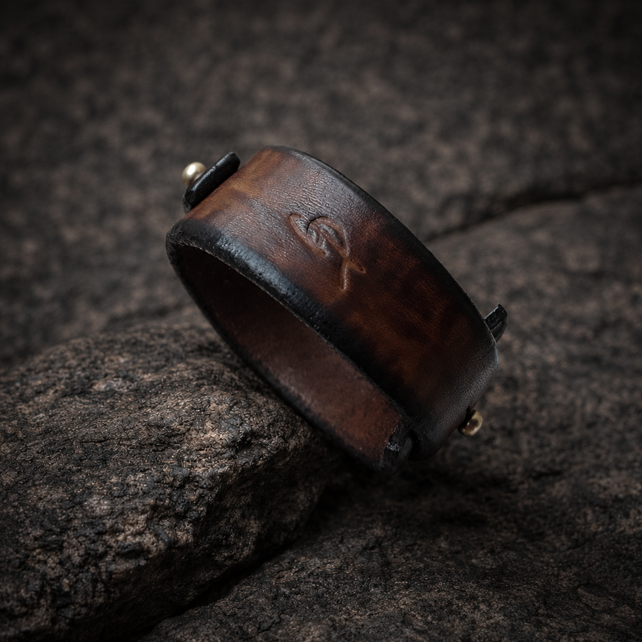 Handcrafted Men's Brown Genuine Leather Cuff Bracelet