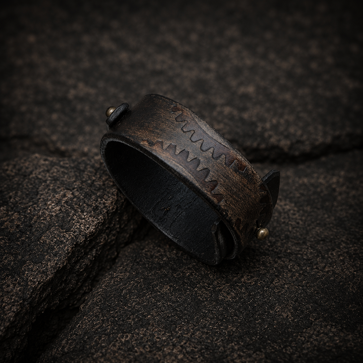 Brown Leather Steampunk Cuff Bracelet for Men - Mens Wrap Bracelet - Handcrafted Gift
