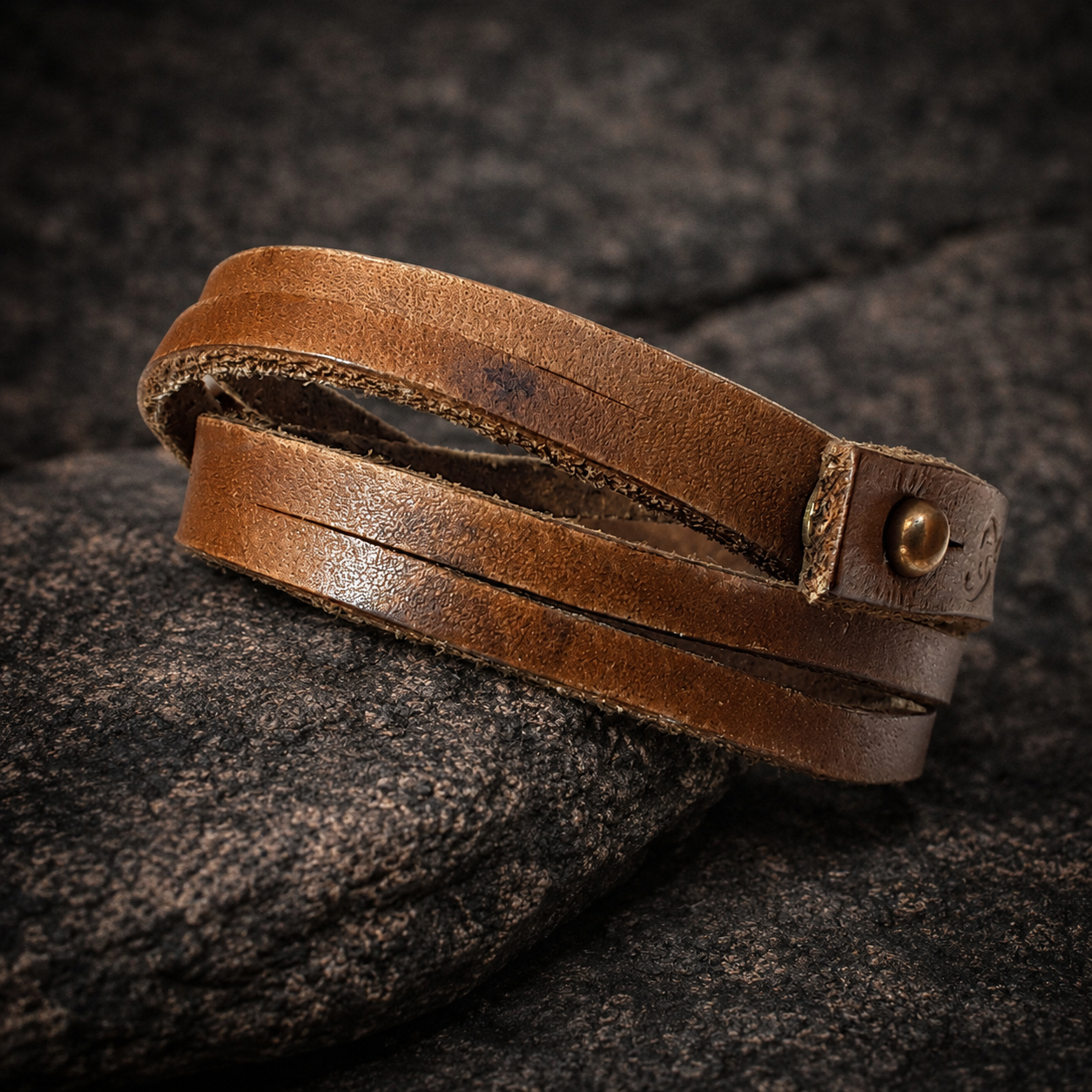 Brown Men's Leather Wrap Bracelet for Friendship Gifts by Ishaor