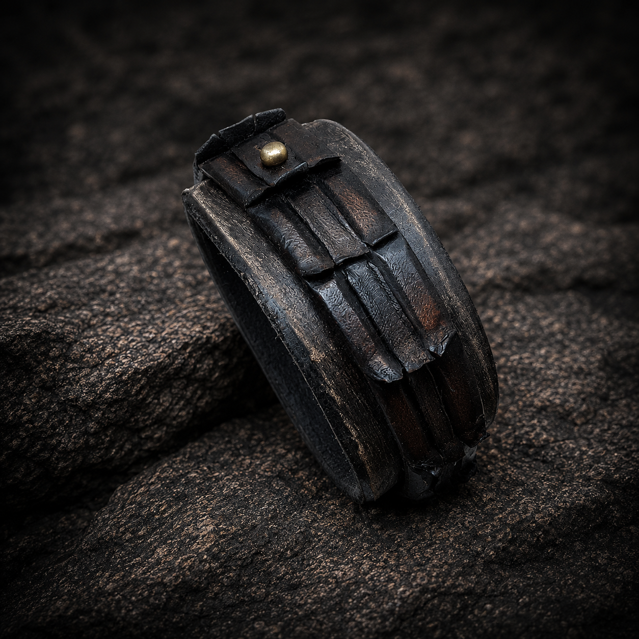 Ishaor Brown Croc Leather Cuff for Men - Stylish Boyfriend Gift
