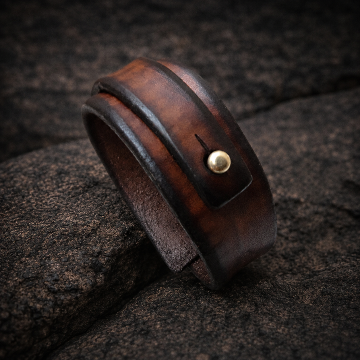 Handcrafted Men's Brown Genuine Leather Cuff Bracelet