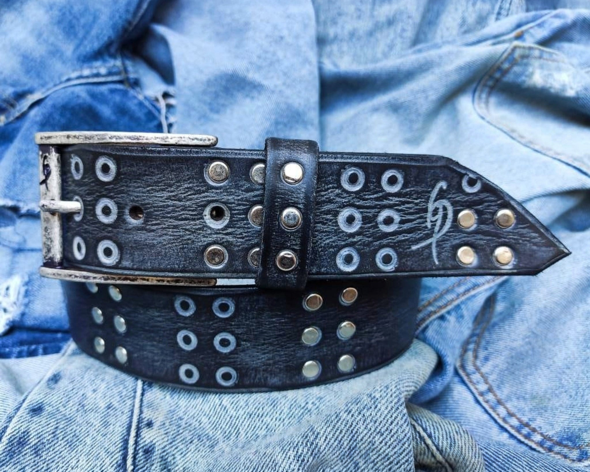 Handmade Brown Gray Leather Belt for Men Perfect for Jeans - Fashion Accessories and Unique Gift