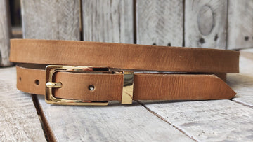 Handcrafted Narrow Leather Belt – 2cm |Brown Finish with Silver Buckle