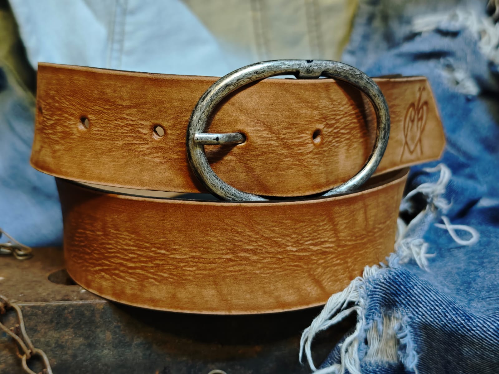 Handcrafted Tan Leather Belt for Women with Vintage Oval Buckle – Full Grain Premium Belt