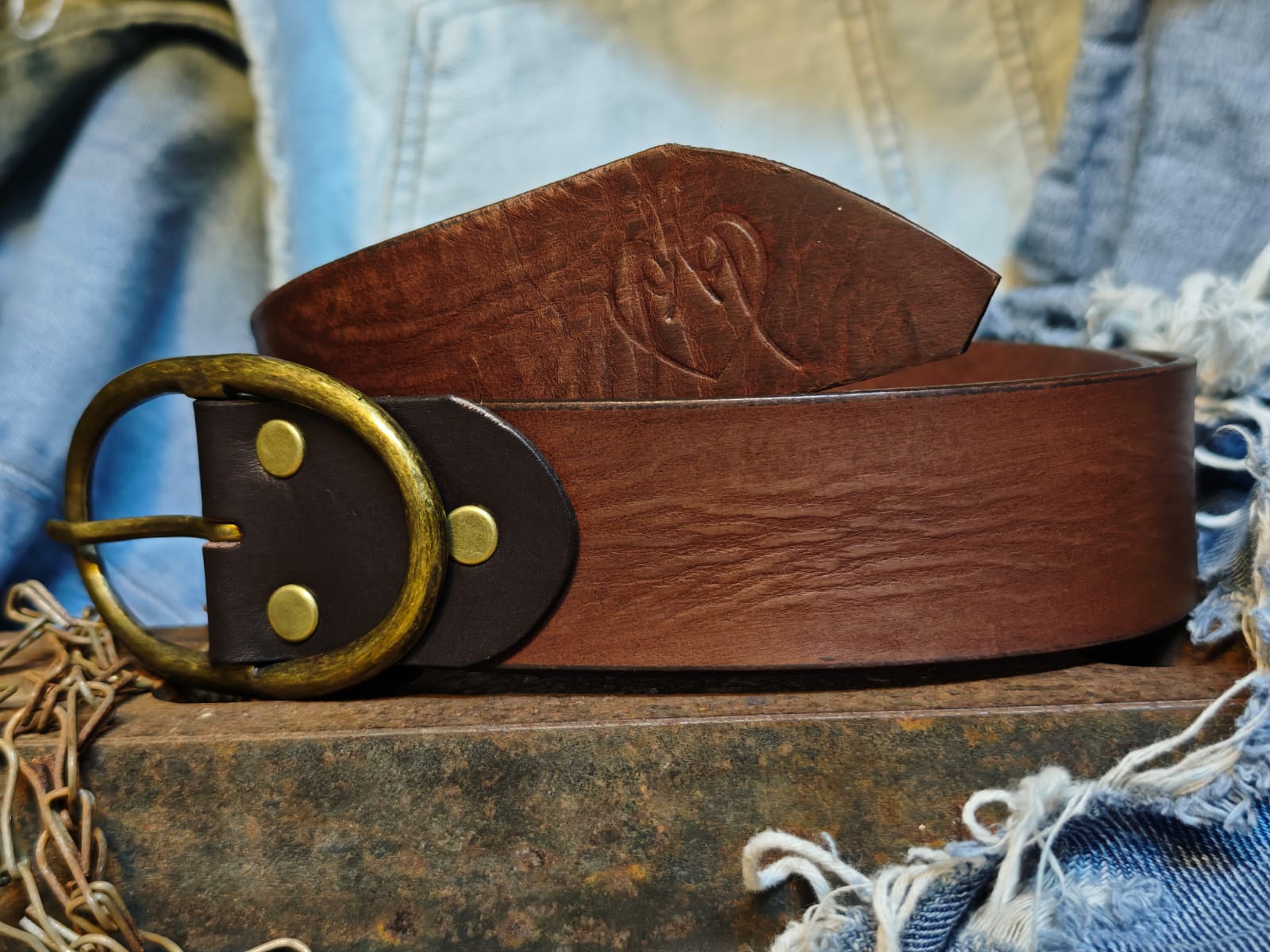 Handcrafted Dark Brown Leather Belt for Women with Vintage Oval Brass Buckle – Full Grain Premium Belt
