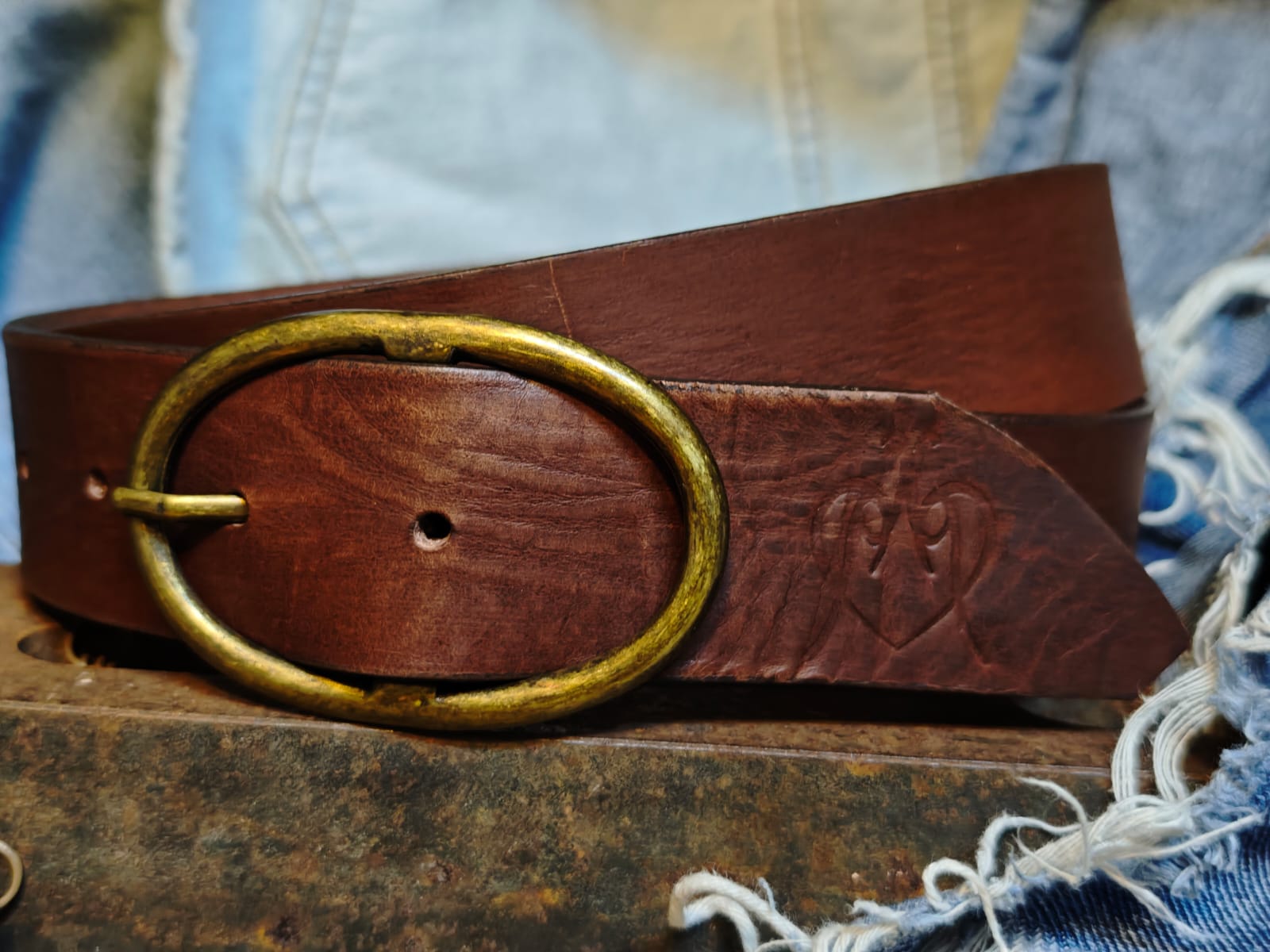 Handcrafted Dark Brown Leather Belt for Women with Vintage Oval Brass Buckle – Full Grain Premium Belt