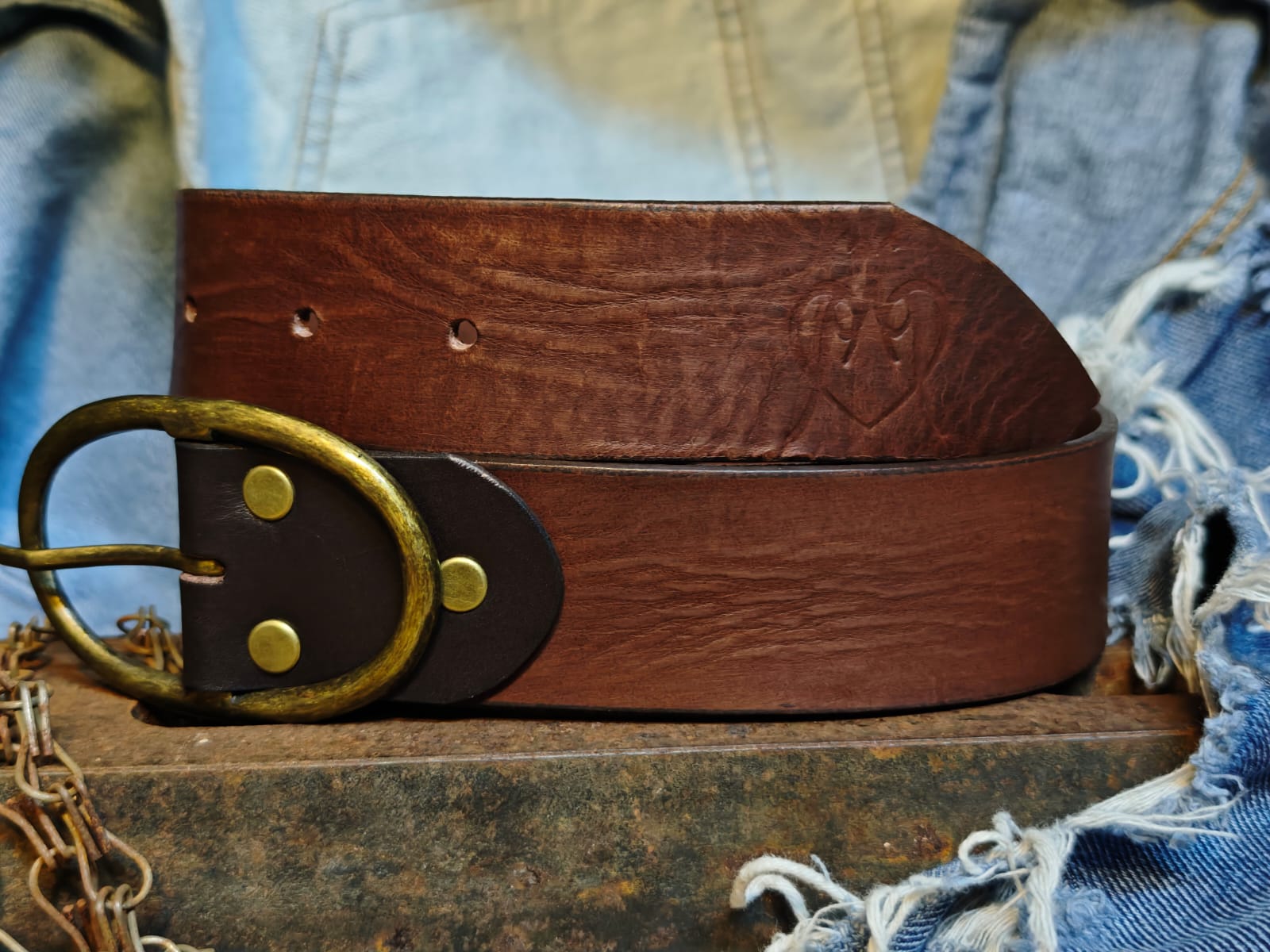 Handcrafted Dark Brown Leather Belt for Women with Vintage Oval Brass Buckle – Full Grain Premium Belt