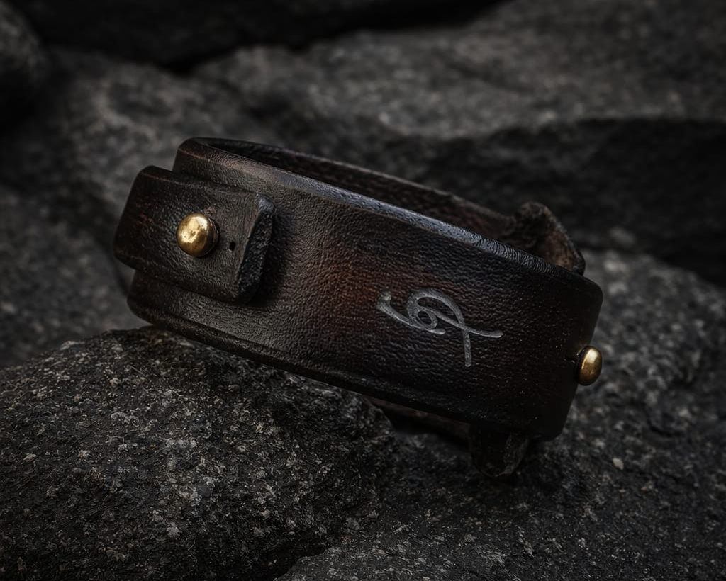 Mens Customizable Brown Wrap Cuff - Handmade with Genuine Leather