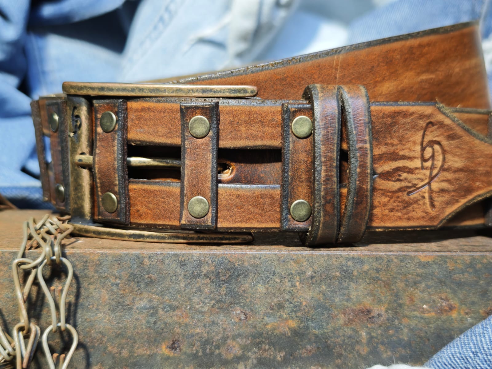 Handcrafted Leather Belt for Men by Ishaor - Designer Artisan Vintage Style Perfect Personalized Gift