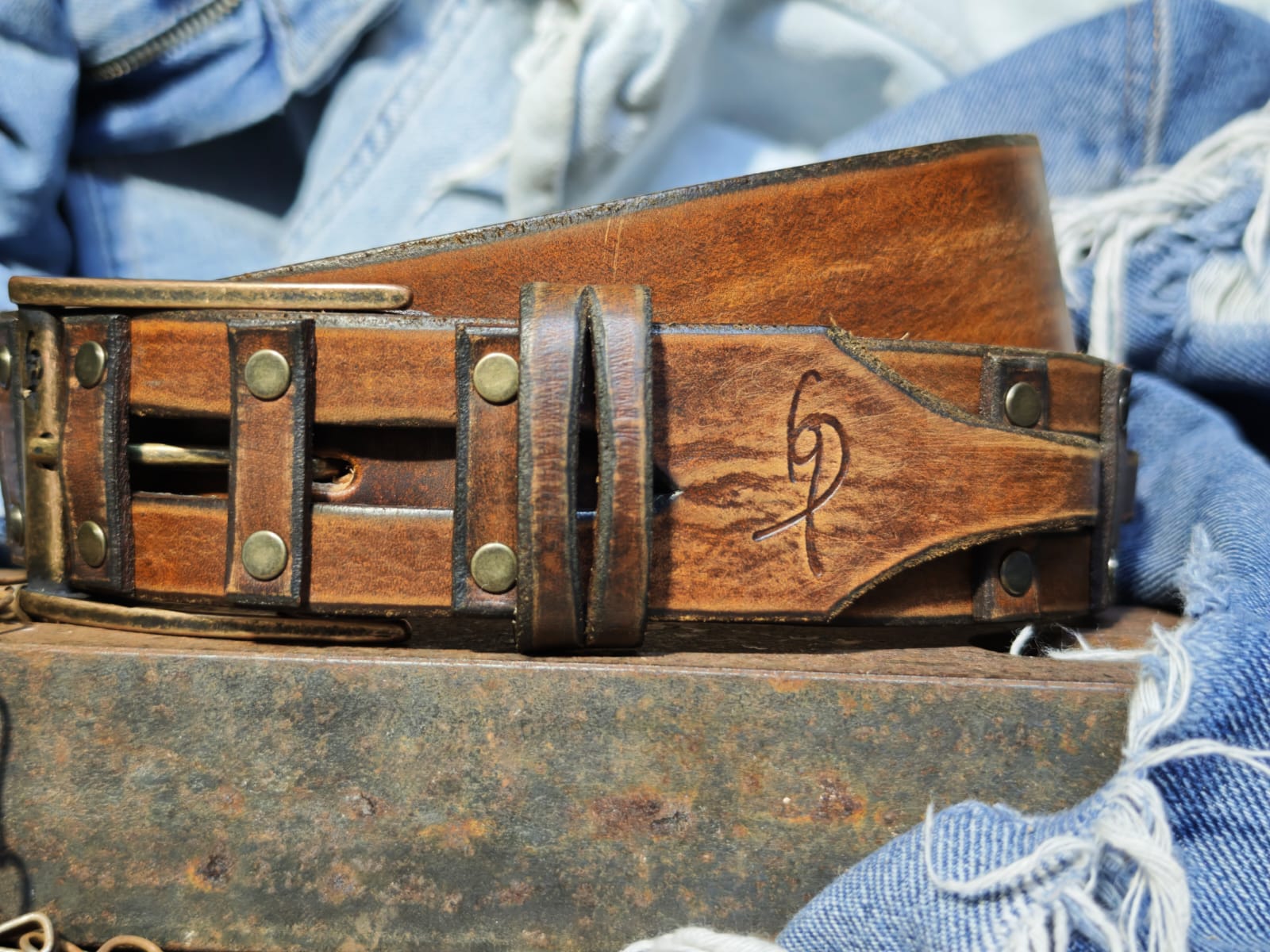 Handcrafted Leather Belt for Men by Ishaor - Designer Artisan Vintage Style Perfect Personalized Gift