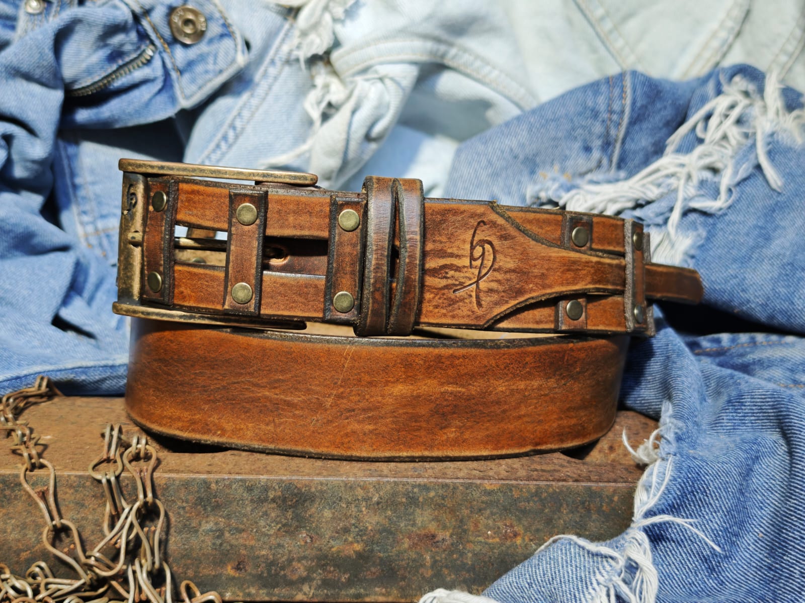 Handcrafted Leather Belt for Men by Ishaor - Designer Artisan Vintage Style Perfect Personalized Gift