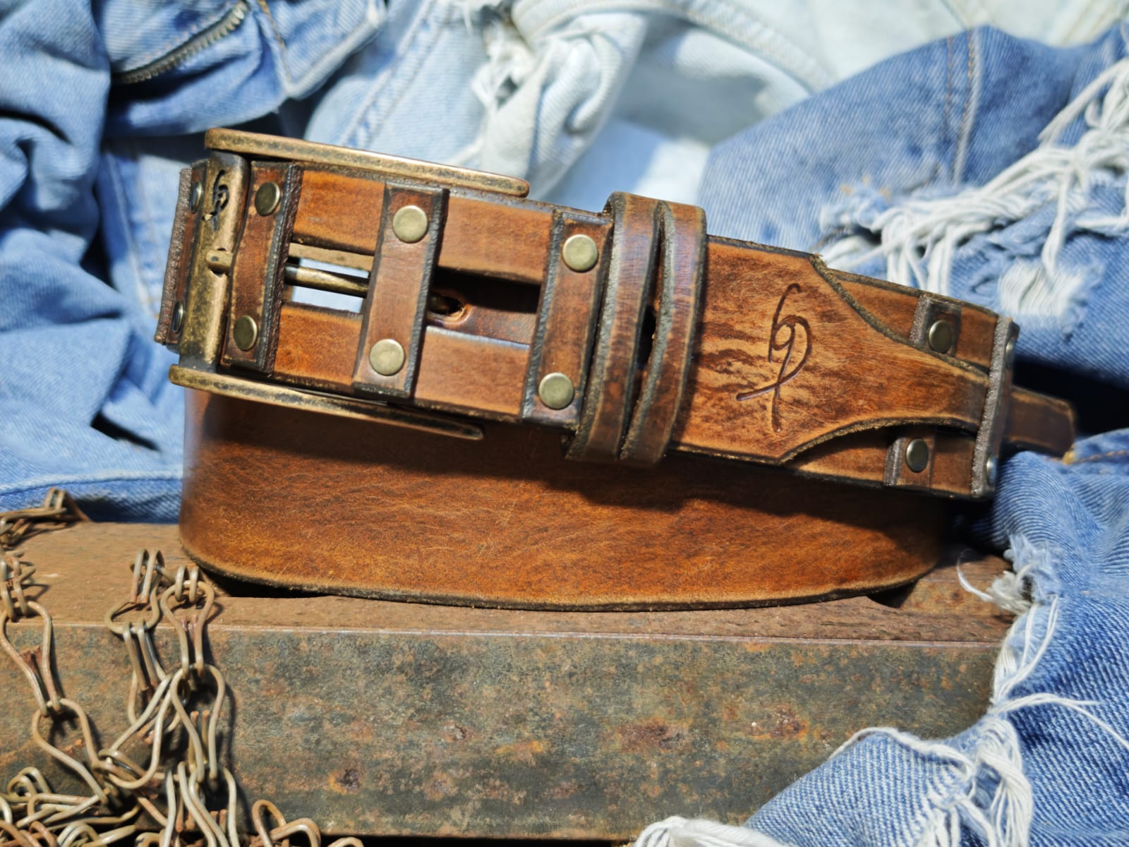 Handcrafted Leather Belt for Men by Ishaor - Designer Artisan Vintage Style Perfect Personalized Gift