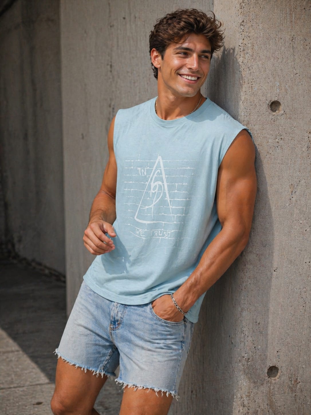 In We Trust Sleeveless T-Shirt  Light Blue — Hidden Symbol Edition