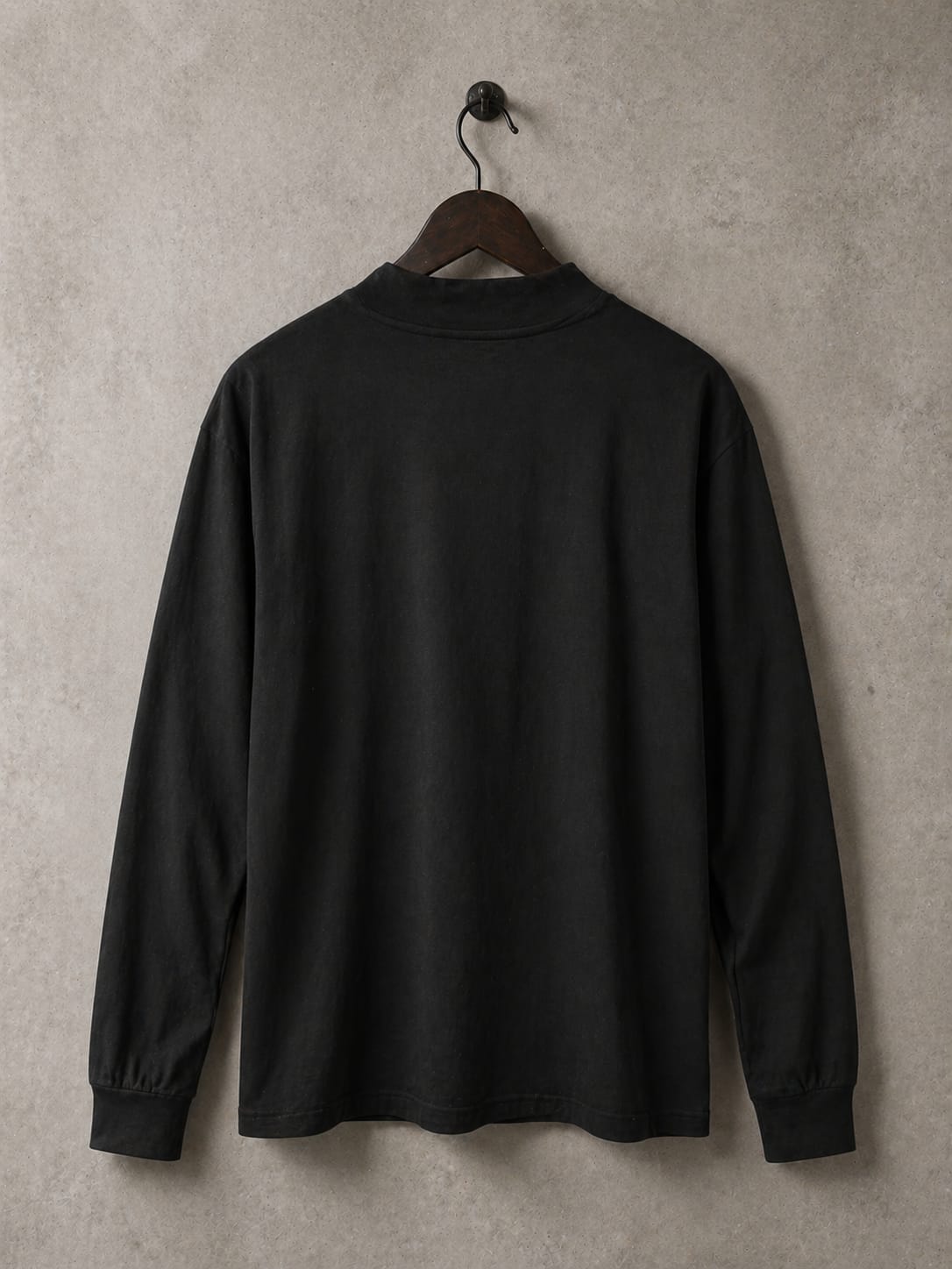 Black Long Sleeve Tee - Original Print by ISHAOR 100% Cotton ,Half-Turtle Neck Tee. stylish shirt to wear with jeans with ishaor bird print