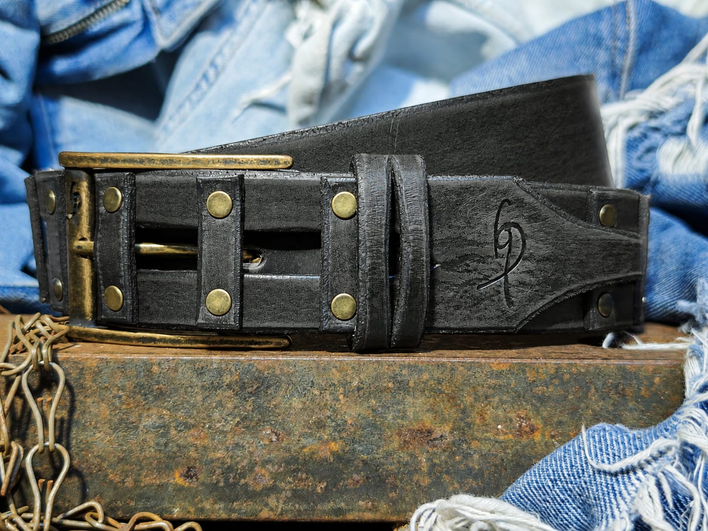 Handcrafted Black Leather Belt for Men by Ishaor – Designer Artisan Vintage Style Personalized Gift