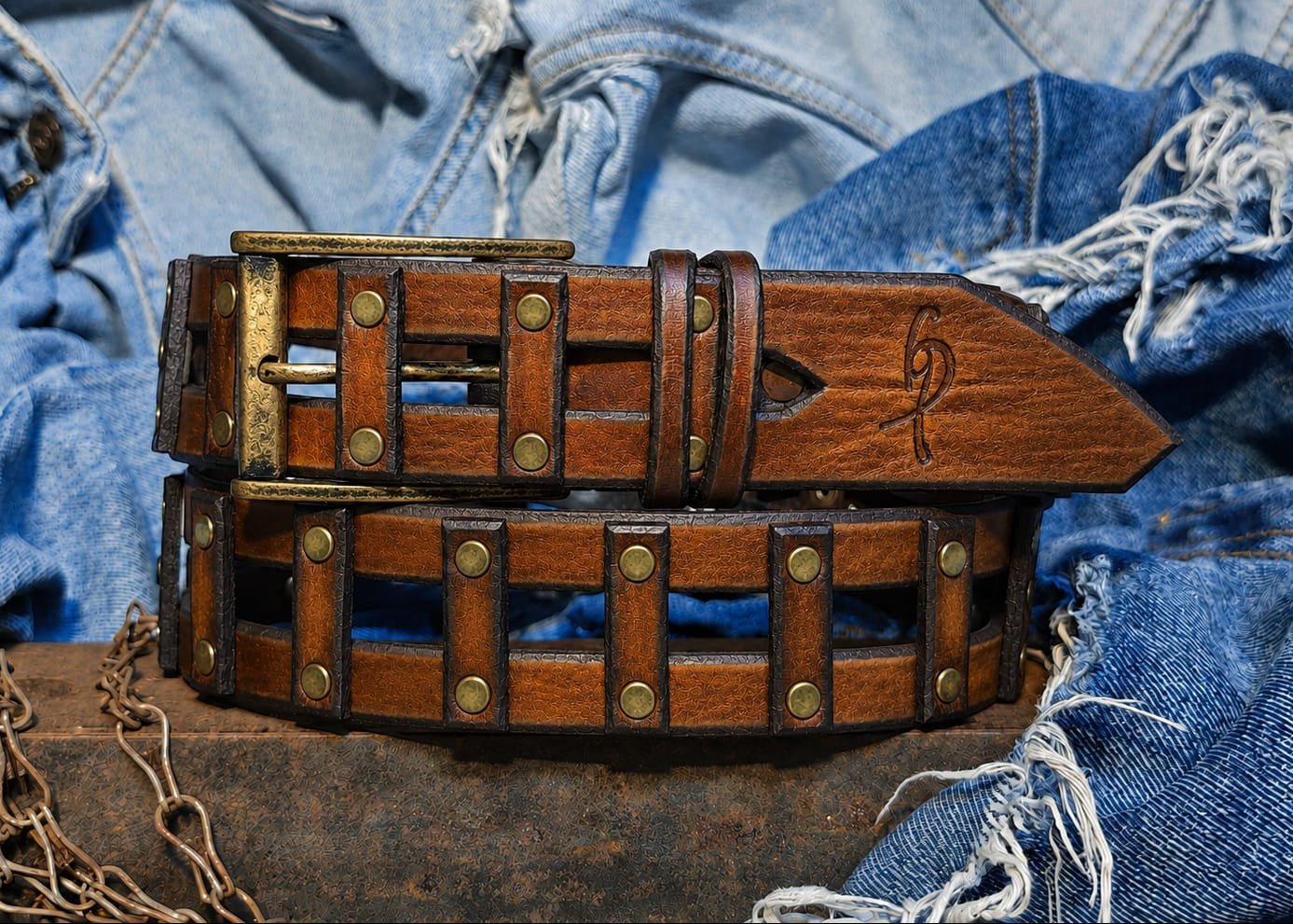 Handcrafted Woven Brown Full-Grain Leather Belt for Men