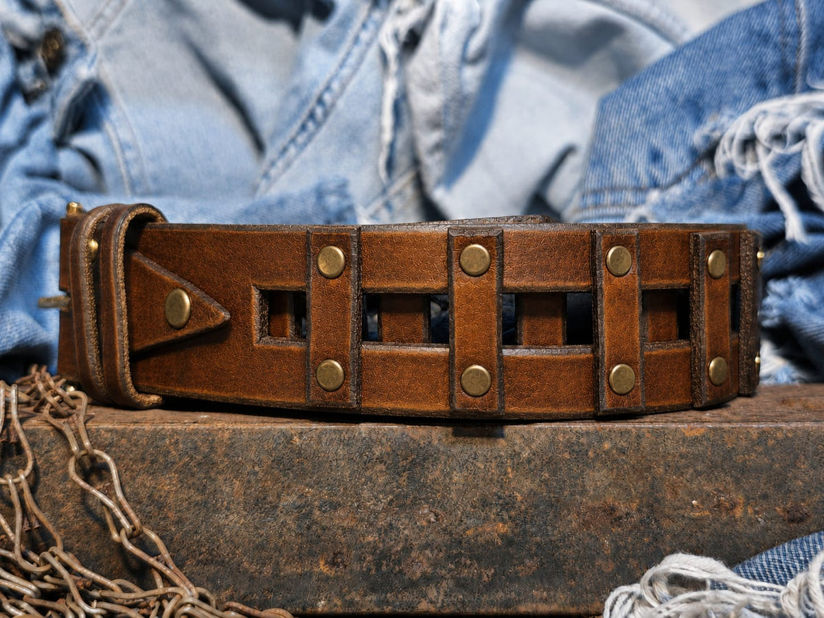 Handcrafted Woven Brown Full-Grain Leather Belt for Men