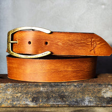 Saddle Brown Full-Grain Leather Belt – Wide 4.2 cm Jeans Belt with Vintage Brass Buckle