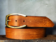 Saddle Brown Full-Grain Leather Belt – Wide 4.2 cm Jeans Belt with Vintage Brass Buckle