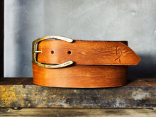 Saddle Brown Full-Grain Leather Belt – Wide 4.2 cm Jeans Belt with Vintage Brass Buckle
