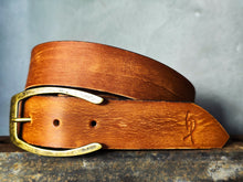 Saddle Brown Full-Grain Leather Belt – Wide 4.2 cm Jeans Belt with Vintage Brass Buckle