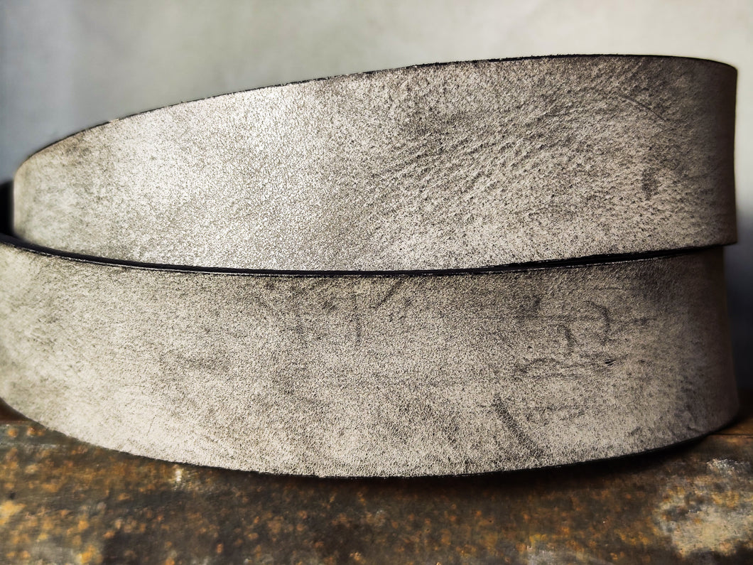 Stone Grey Matte Leather Belt – Handmade Wide 4.2 cm Jeans Belt with Antique Brass Buckle
