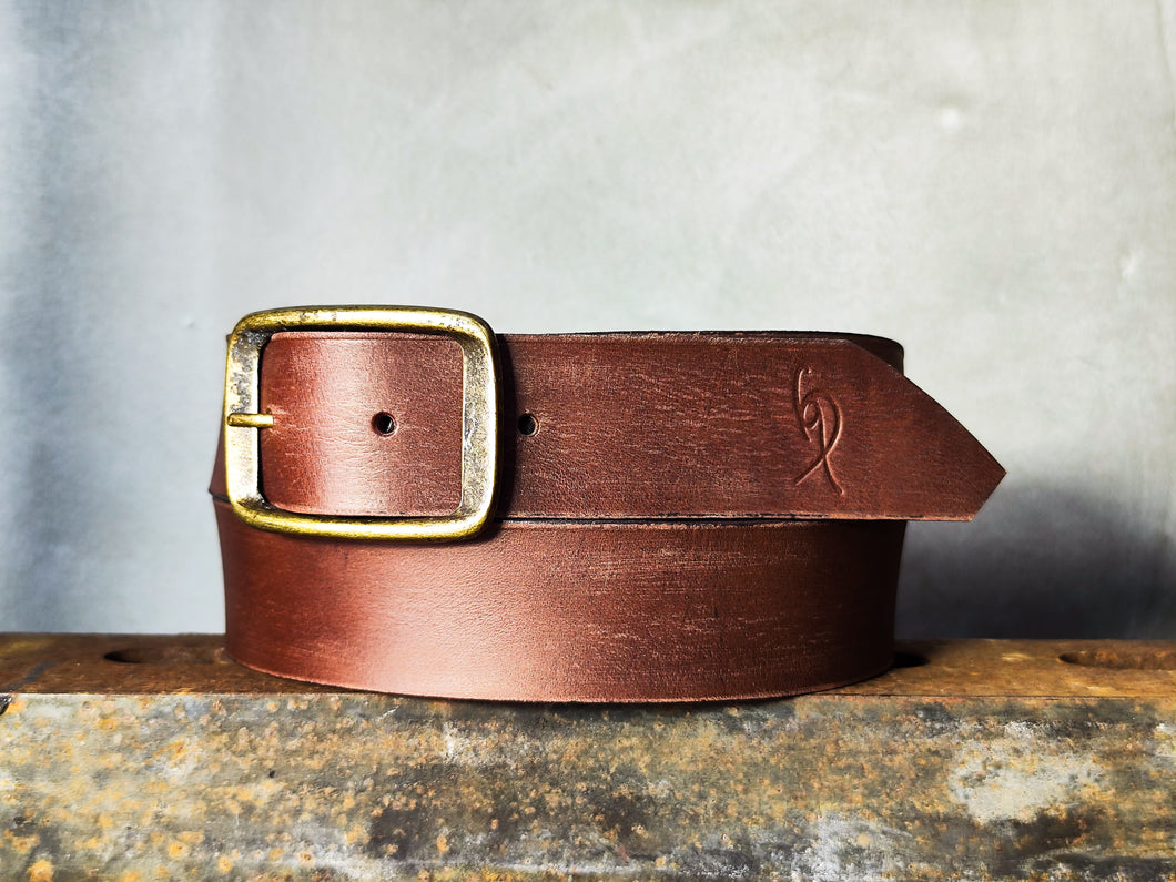 Caramel Tan Leather Belt – Wide 4.2 cm Handmade Full-Grain Jeans Belt with Antique Brass Buckle