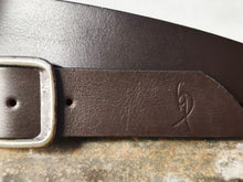 Dark Chocolate Brown Full-Grain Leather Belt – Wide 4.2 cm Jeans Belt with Distressed Silver Buckle
